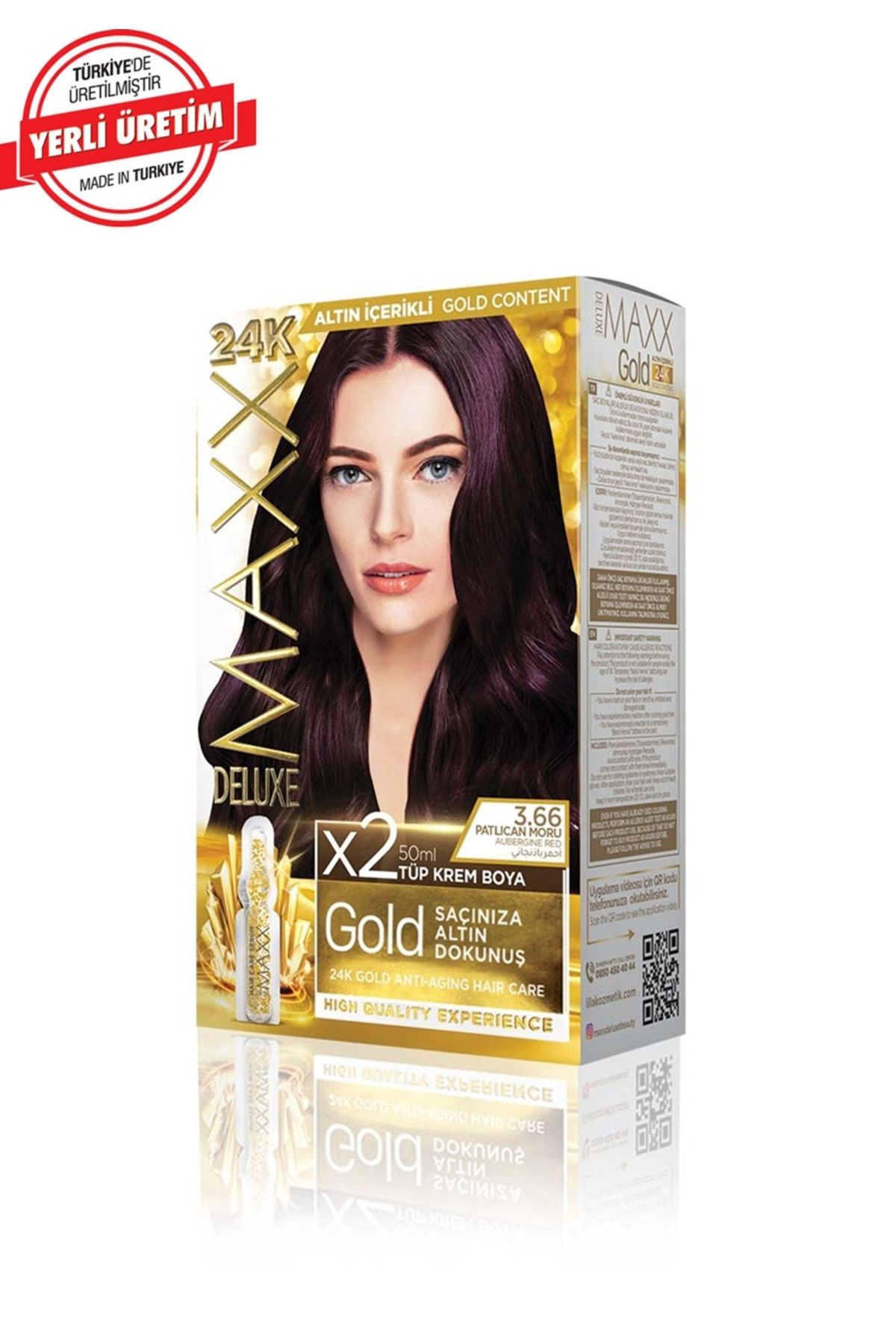 MUK's Beauty Tools Maxx Deluxe Gold Series Saç Boya Seti 2 Tüp Boya 2 Oksidan 30 Harika Renk Seçeneği