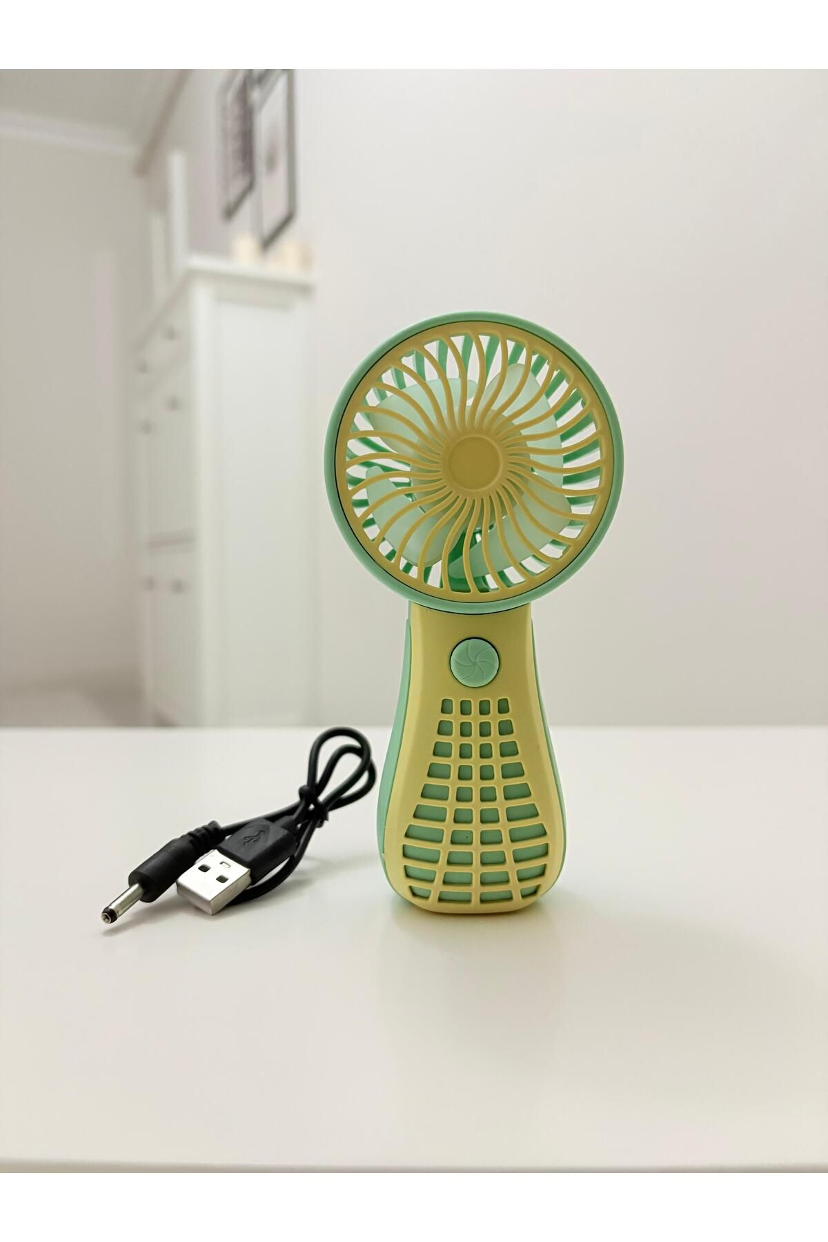 Store Çift Renkli Elde ve Masada Kullanılabilir Şarjlı Serinletici Mini Fan