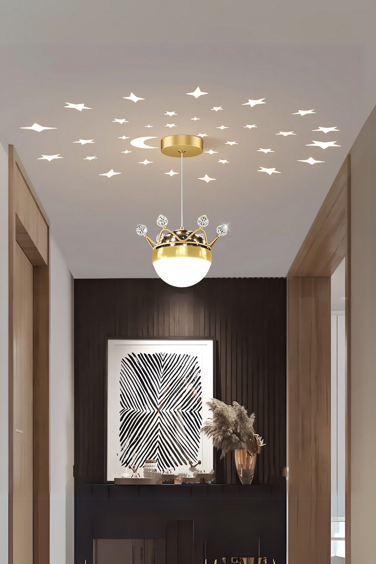 Ultra Home Gökyüzü Model Ultra Collection Metal Salon Mutfak Oturma Yatak Odası Modern Led Sarkıt Gold Avize