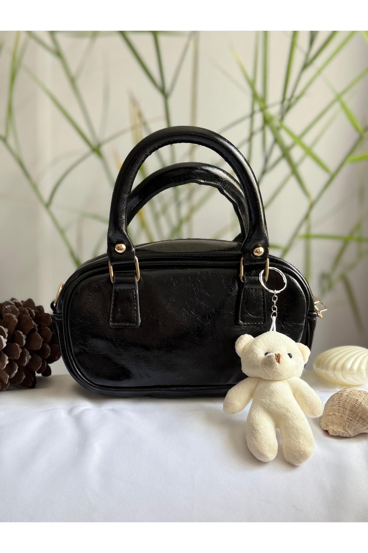 BAGS kadın mini charm detaylı el ve omuz çantası askılı