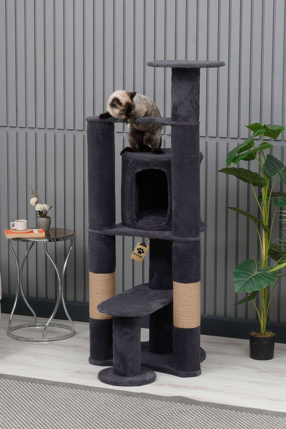 Pati Store Kedi Evi, Kedi Yuvası, Kedi Oyun Evi - Moskova Antrasit