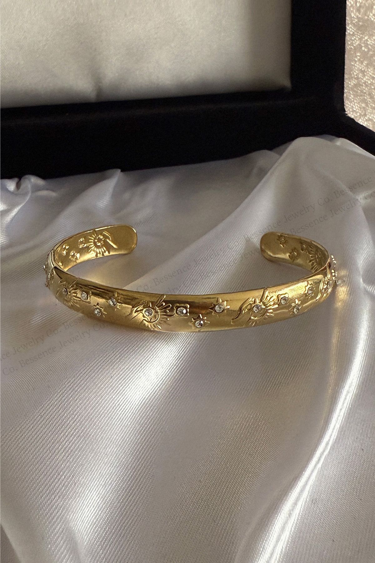 Bessence Jewelry Co Güneş ve Yıldız Motifli Vintage Kelepçe-Ayarlanabilir