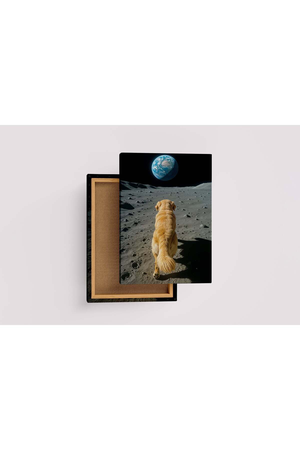 Wallivo ai creation, dog/moon/earth, ai art, art, kanvas tablo