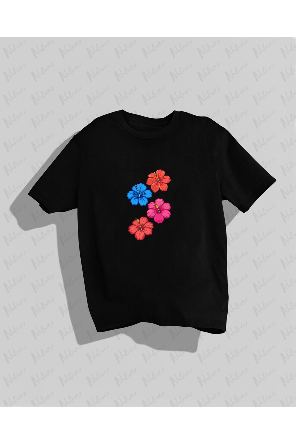Nulivez Lotus Çiçeği Baskılı Yüksek Kalite Kompakt Unisex Oversize T-Shirt