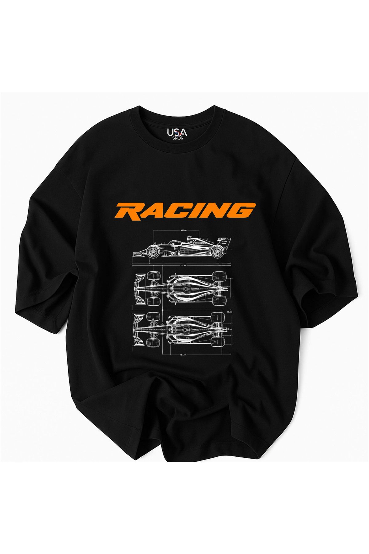 JDM Racıng Formula Teknik Çizim Tasarım RACING tasarım %100 Pamuklu Premium T-Shirt