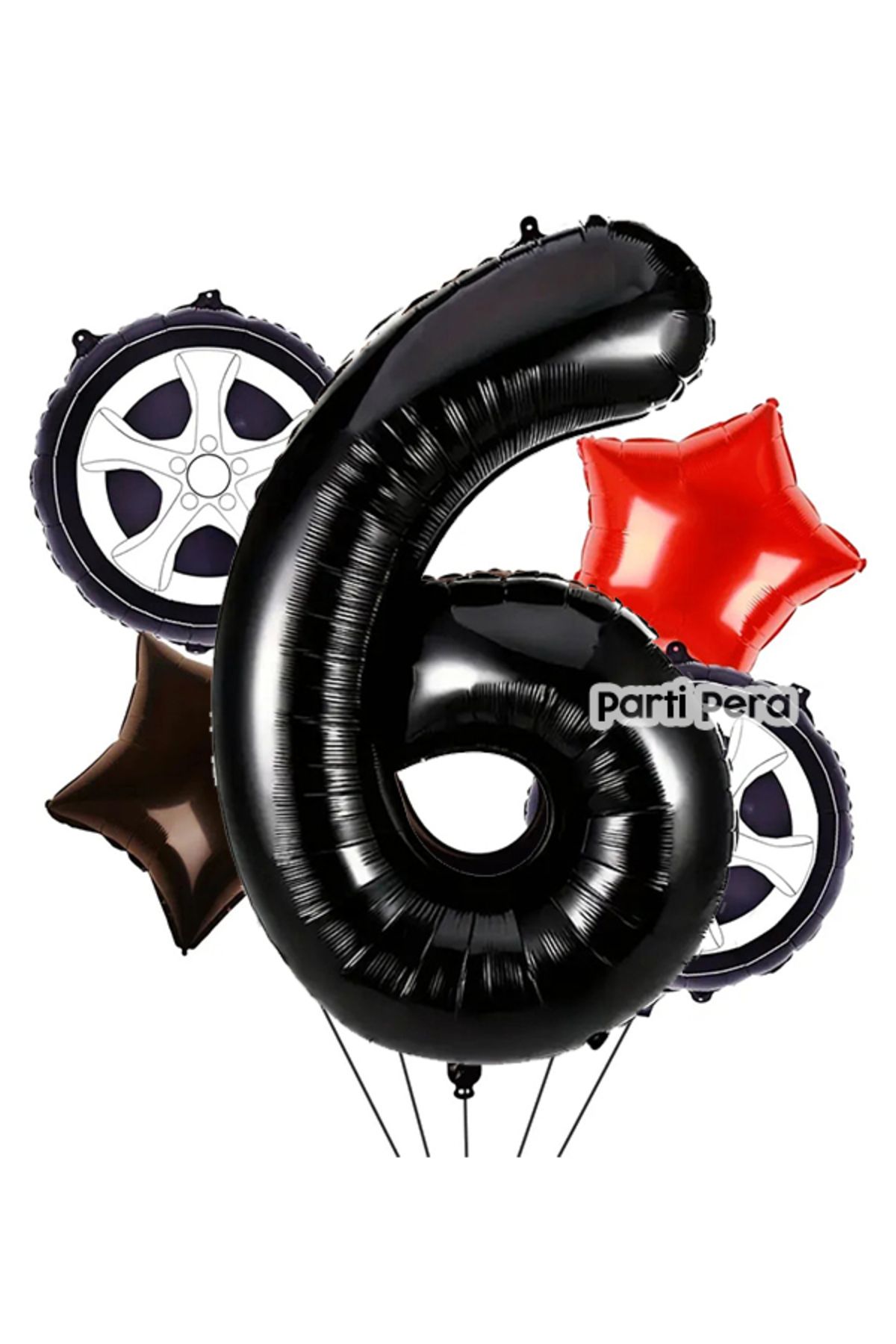 parti pera Yarış Konsept Uyumlu Siyah Rakam Folyo Balon Yıldız Folyo Balon Tekerlek Folyo Balon Seti