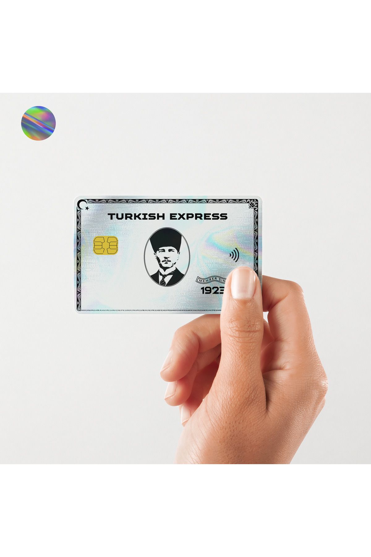 Huggy Craft TURKISH EXPRESS Kart Kaplama Hologramlı Sticker Kart Etiketi (Yüksek Kaliteli Baskı)