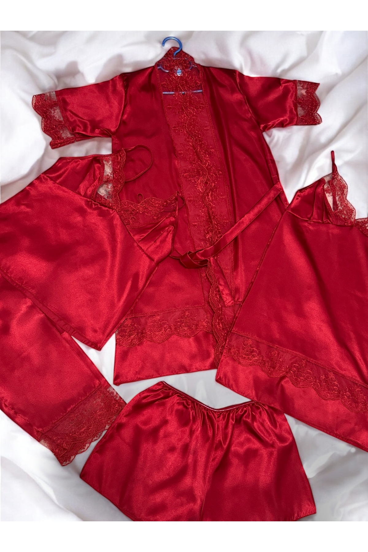 SATTENS 5li parça çeyizlik saten kadın gecelik çeyiz seti + kutu hediye