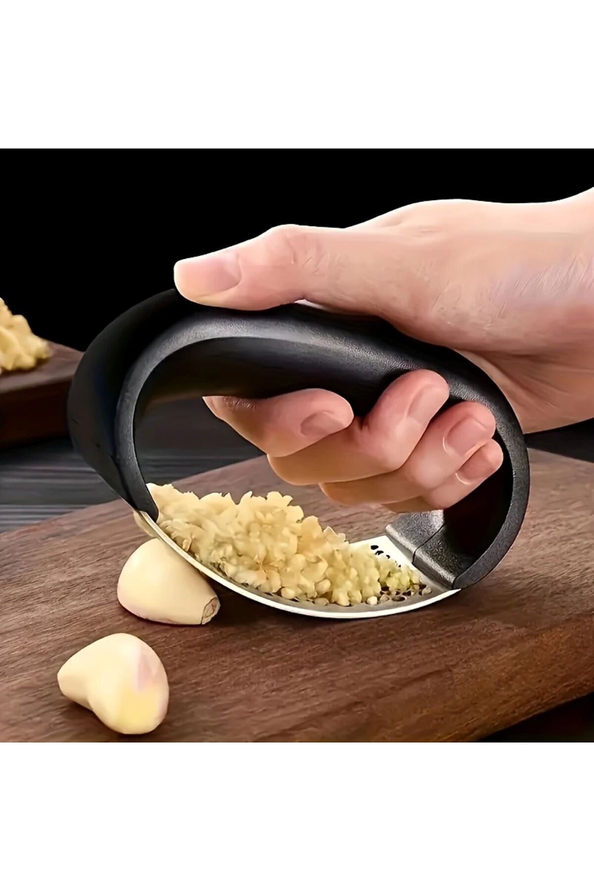 HZL HOME Ergonomik Kulplu Paslanmaz Çelik Pratik Sarımsak Ezici