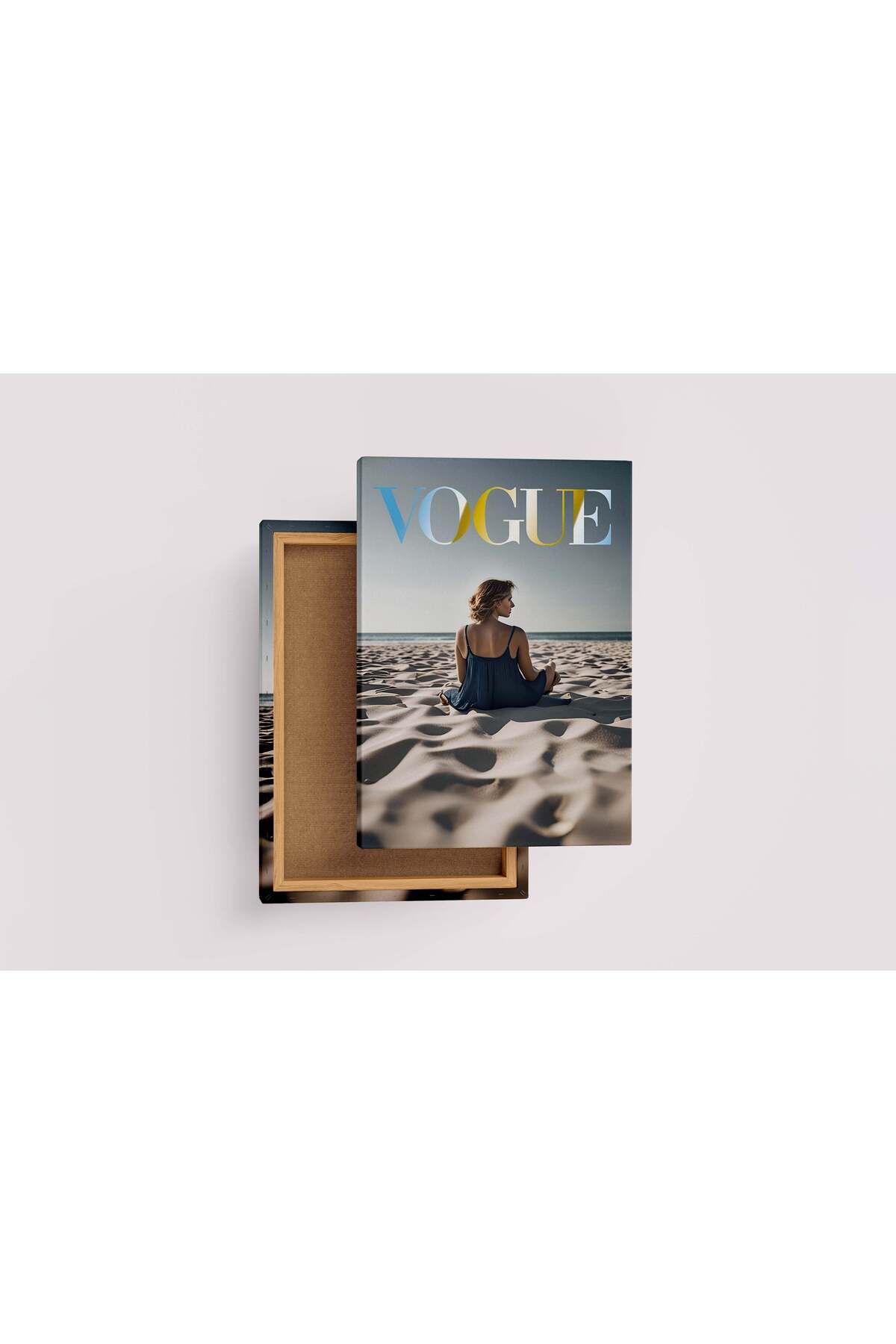 Wallivo ai creation vogue, beauty, sitting on the beach, art, kanvas tablo