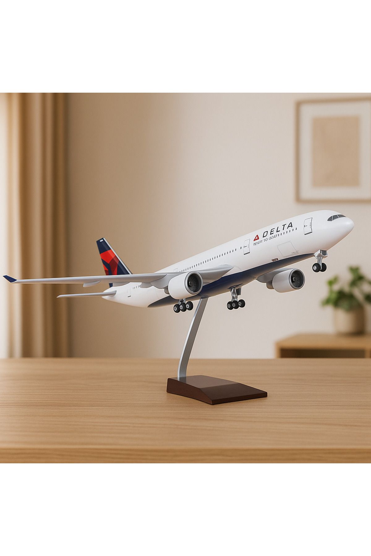 AYDINARTSHOP Delta Airlines A330 Uçak Maketi – 1:135 Ölçek – 47 cm – Koleksiyonluk – Standlı