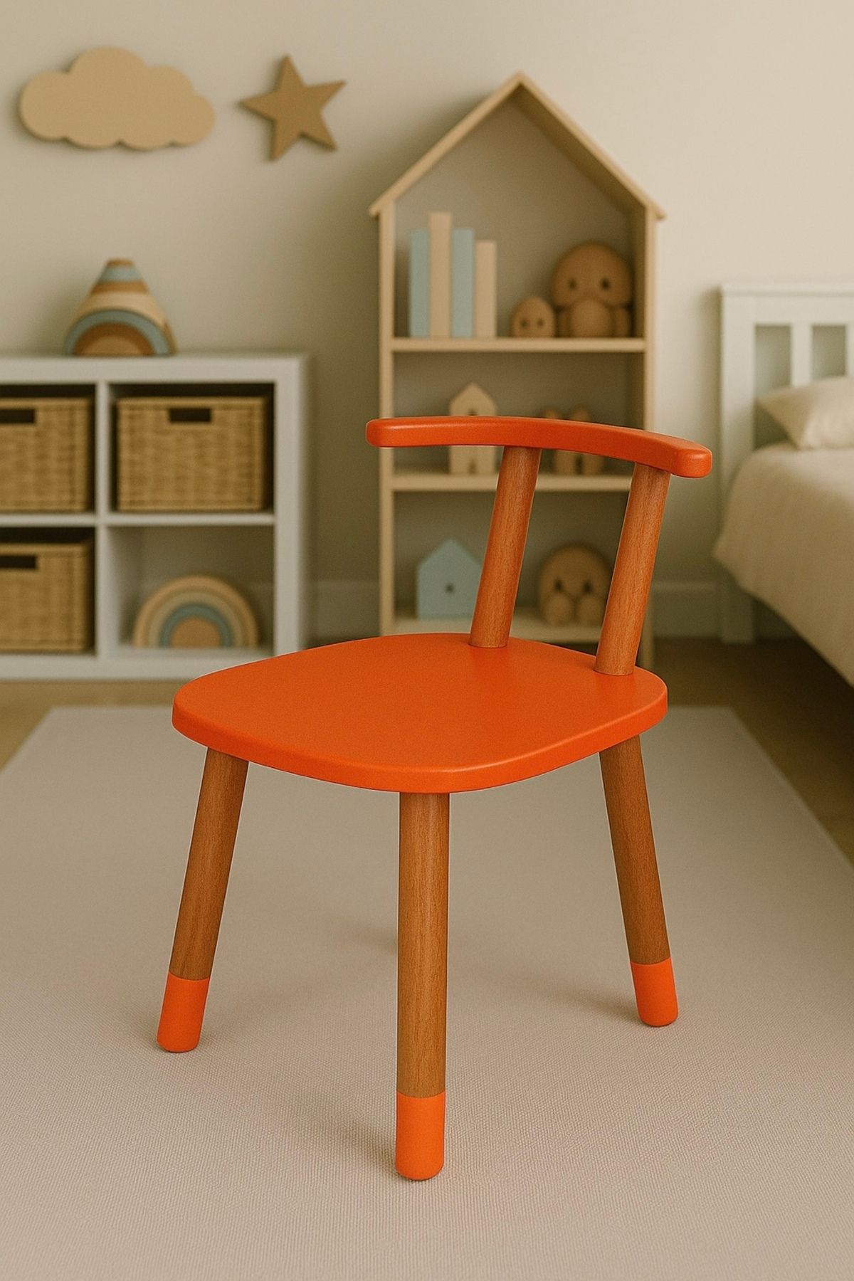 WOODNOX AHŞAP MONTESSORİ ÇOÇUK OYUN ETKİNLİK ÇALIŞMA SANDALYESİ 1 ADET