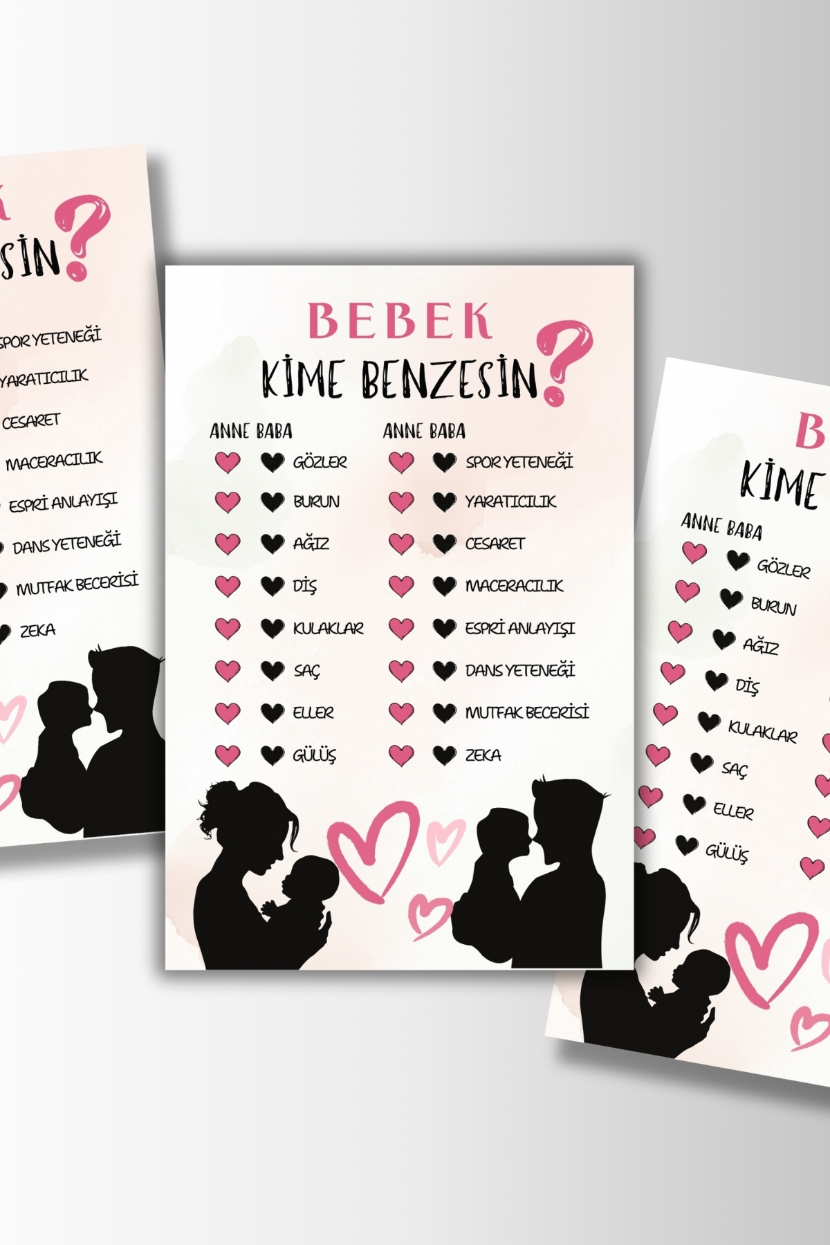 Metranya Cinsiyet Belirleme Partisi Bebek Kime Benzesin? 15 Adet Baby Shower Hediye Süs Anı Hatıra Oyun Kartı fotoğrafı 4 (önizleme)