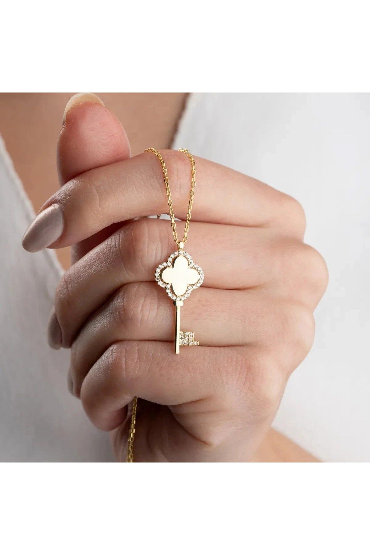 beonejewelry TAŞLI ANAHTAR KOLYE | 925 GÜMÜŞ
