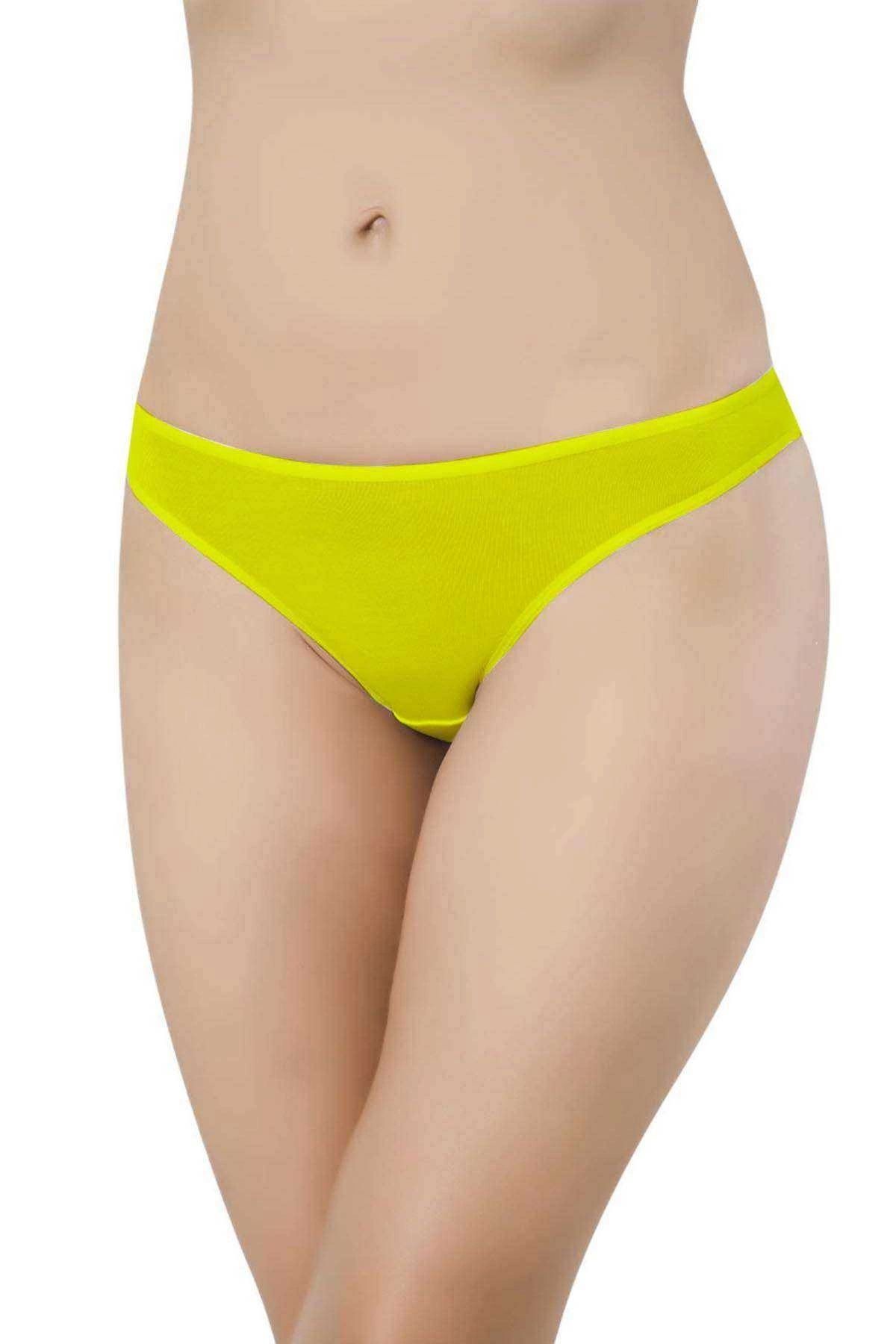 GiyimCity 8 adet Süper Eko Set Likralı Kadın Slip Külot Sarı Siyah