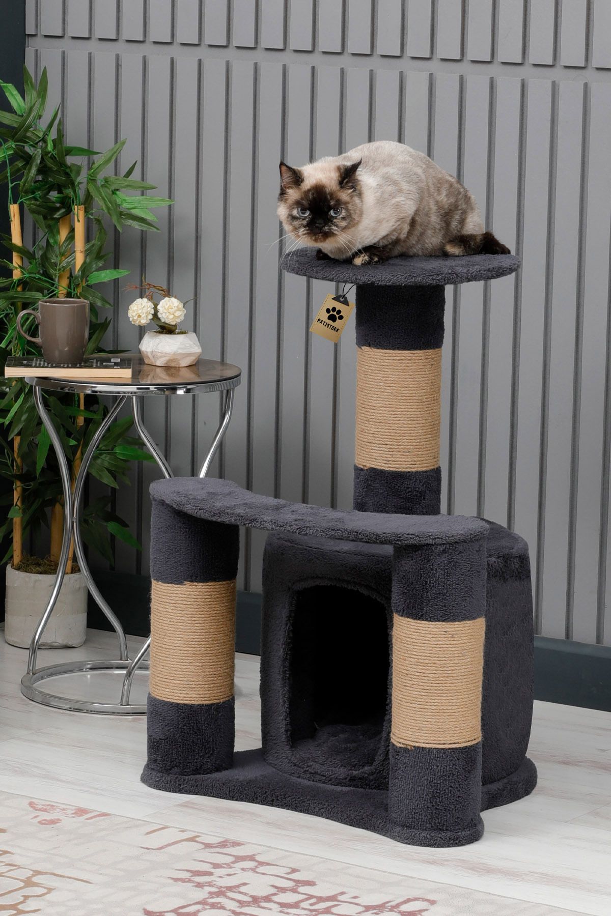 Pati Store Kedi Tırmalama, Kedi Oyun Evi, Kedi Evi - Sofya Antrasit