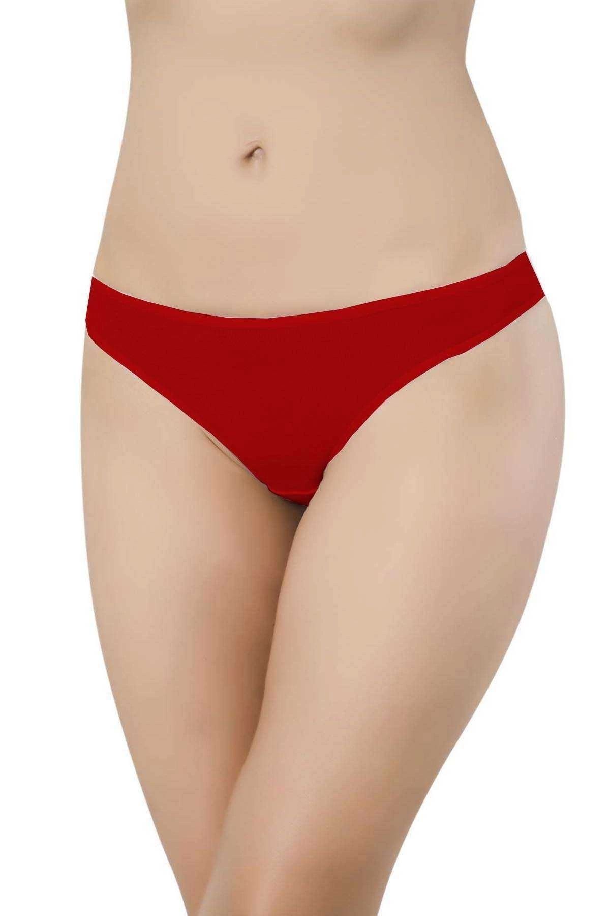 GiyimCity 6 Adet Likralı Kadın Slip Külot Leopar Kırmızı Beyaz