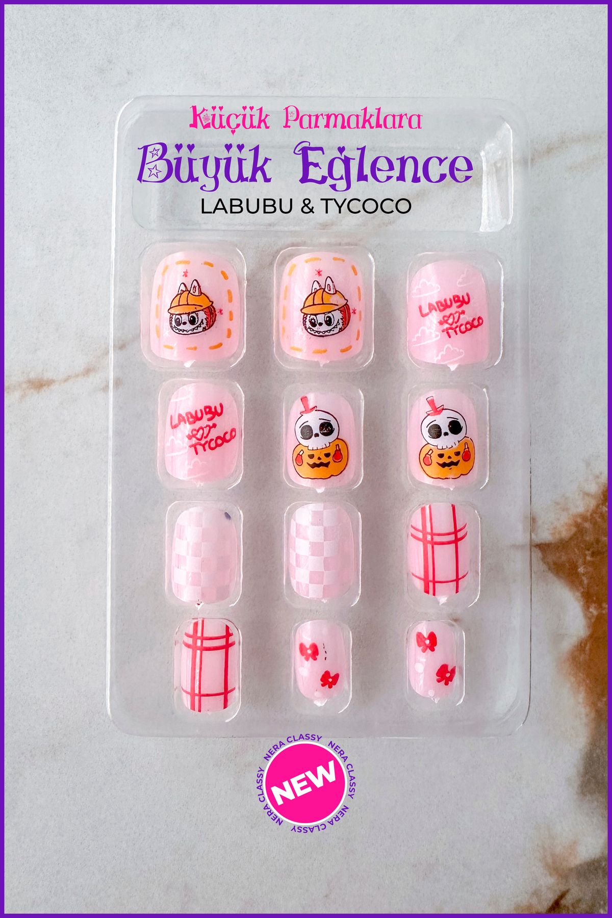 Nera Classy LABUBU & TYCOCO Çocuk Takma Tırnak Seti