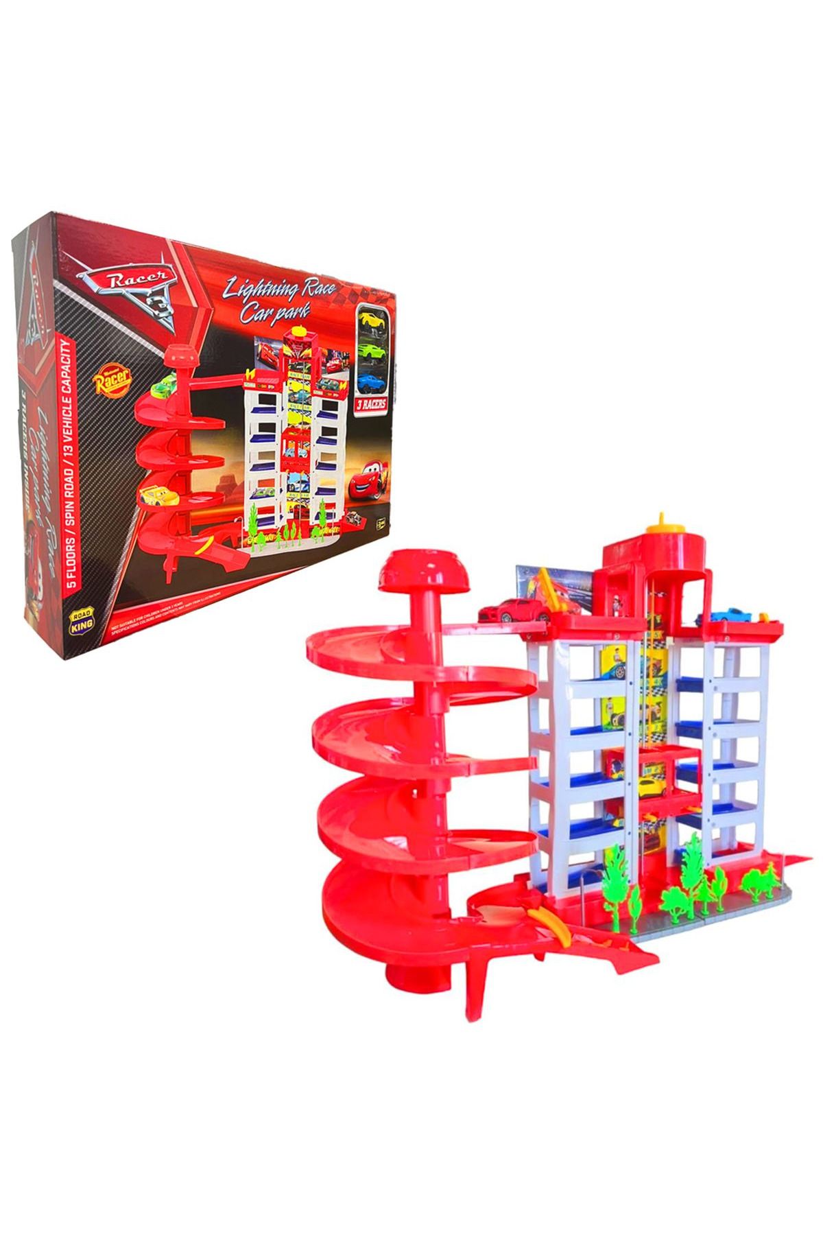 Toysan LİGHTNİNG RACE CAR PARK SPR-55 ASANSÖRLÜ GARAJ SETİ 3 ARAÇ +3