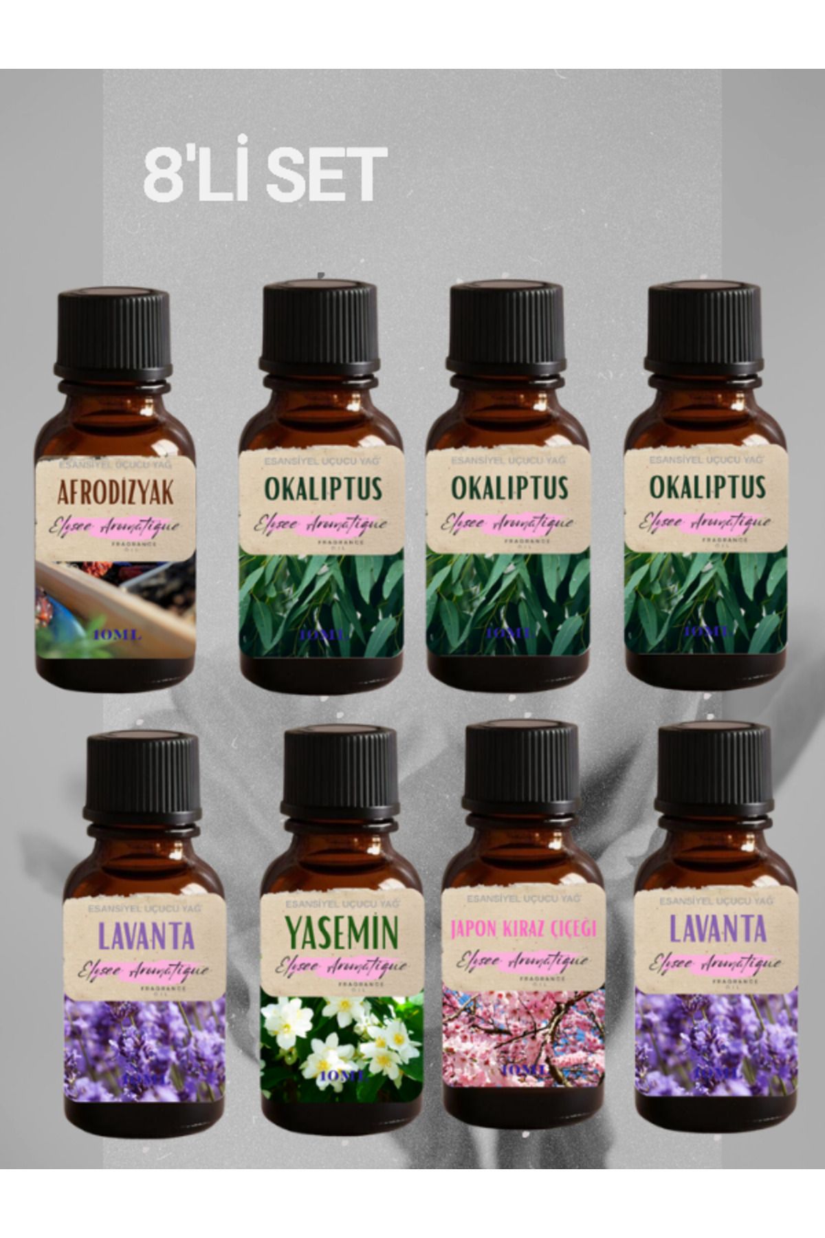 Elysee Aromatique 8'li Set Esansiyel Uçucu Koku Yağı Difüzör Esansı Buhurdanlık Yağı Aromaterapi Yağı