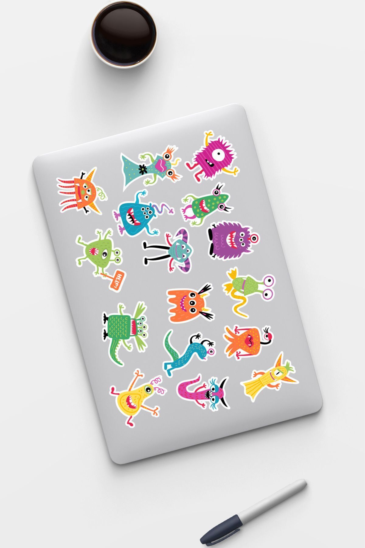 hediyenebak Renkli Canavarlar Sticker Seti | Laptop Ajanda Pc Tablet Telefon Defter Etiket Bullet Journal