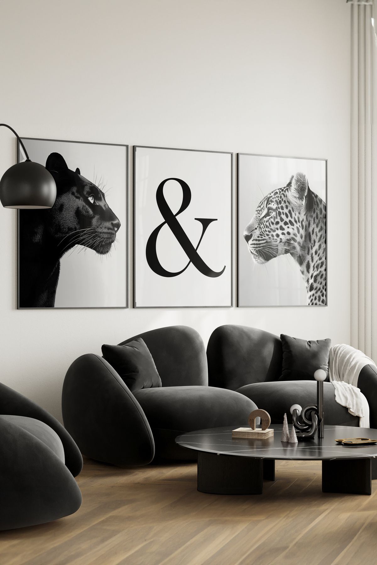 Home 3'lü Oturma Odası Duvar Dekoru, Çita, Jagar,& Dekoru Canlı Yüksek Kalite Çerçevesiz