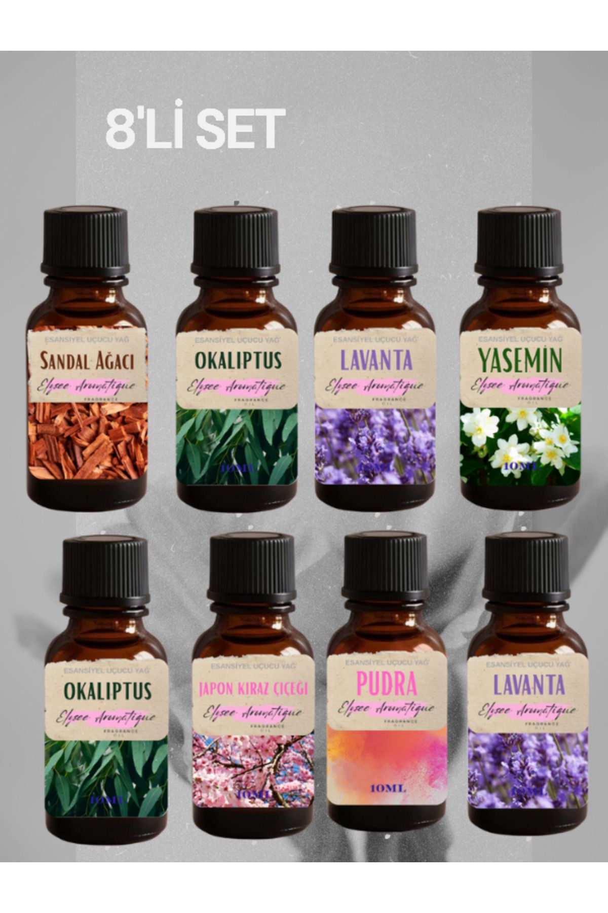 Elysee Aromatique 8'li Set Esansiyel Uçucu Koku Yağı Difüzör Esansı Buhurdanlık Yağı Aromaterapi Yağı