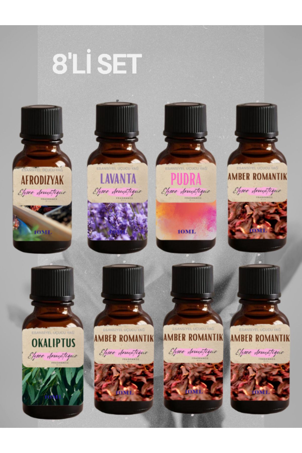 Elysee Aromatique 8'li Set Esansiyel Uçucu Koku Yağı Difüzör Esansı Buhurdanlık Yağı Aromaterapi Yağı