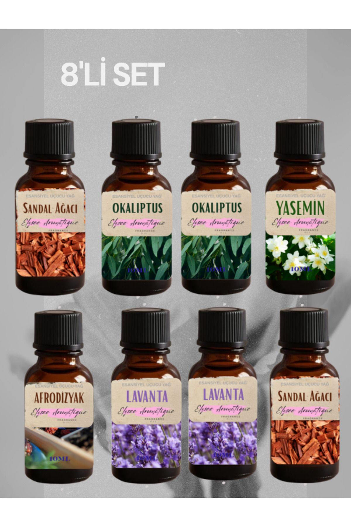 Elysee Aromatique 8'li Set Esansiyel Uçucu Koku Yağı Difüzör Esansı Buhurdanlık Yağı Aromaterapi Yağı