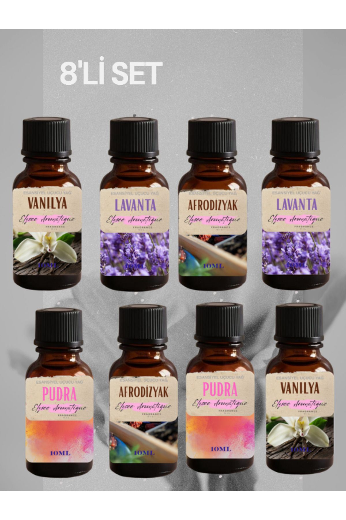 Elysee Aromatique 8'li Set Esansiyel Uçucu Koku Yağı Difüzör Esansı Buhurdanlık Yağı Aromaterapi Yağı