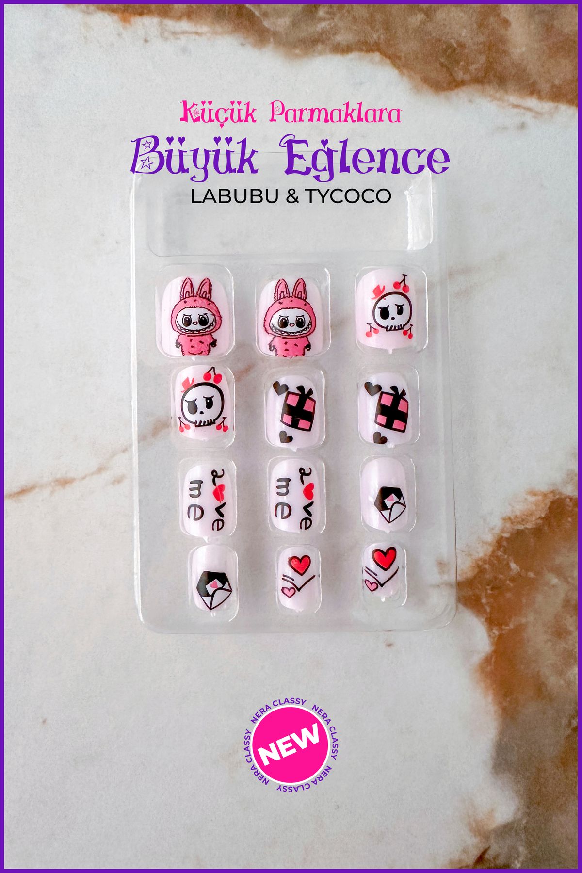 Nera Classy LABUBU & TYCOCO Çocuk Takma Tırnak Seti