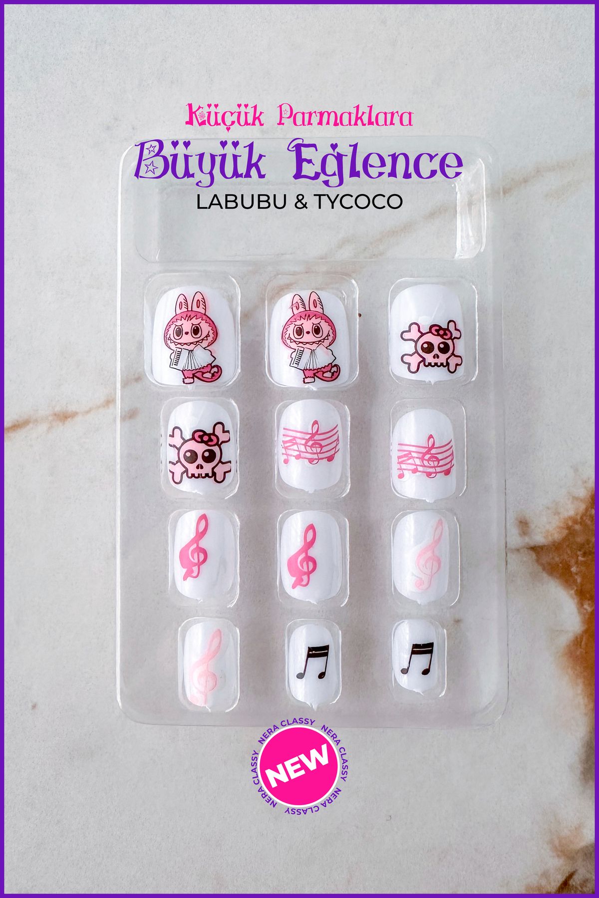 Nera Classy LABUBU & TYCOCO Çocuk Takma Tırnak Seti