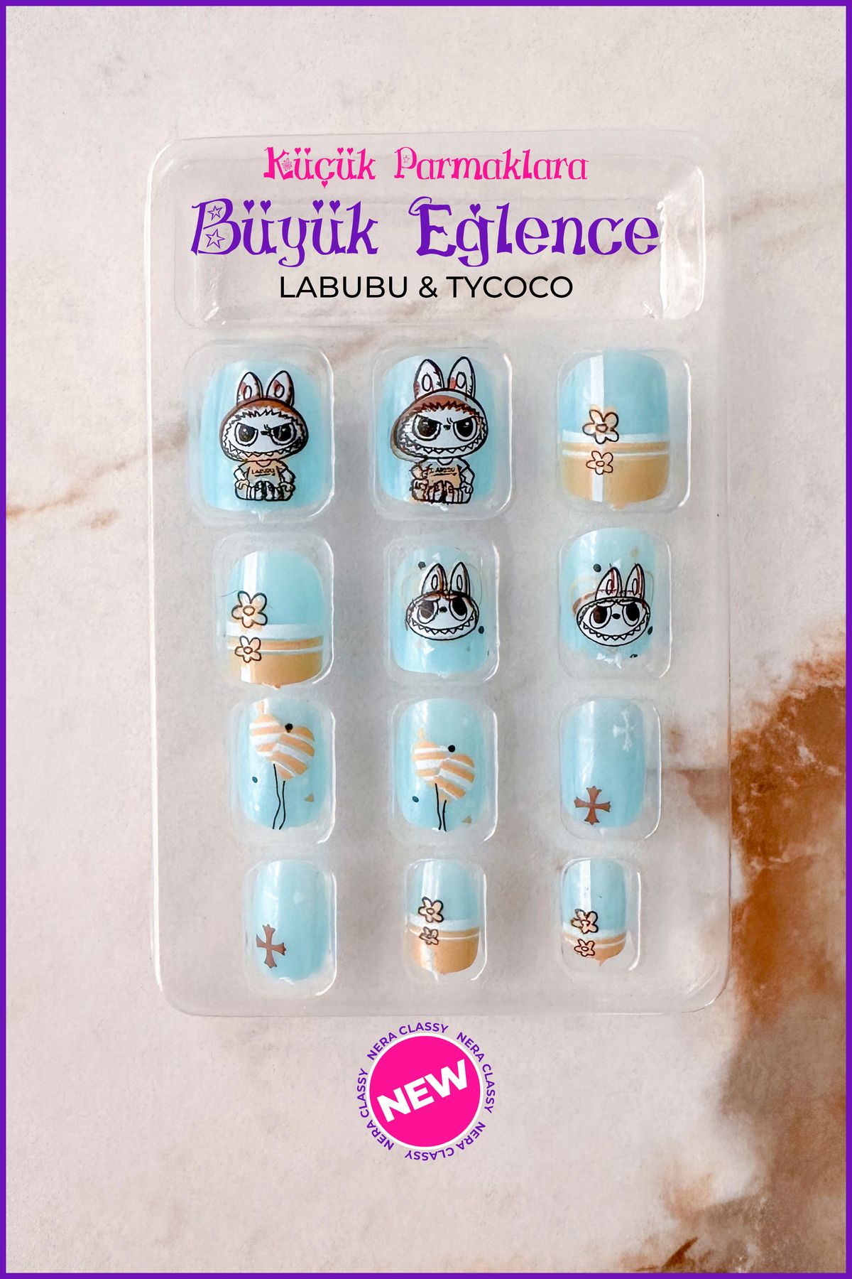 Nera Classy LABUBU & TYCOCO Çocuk Takma Tırnak Seti