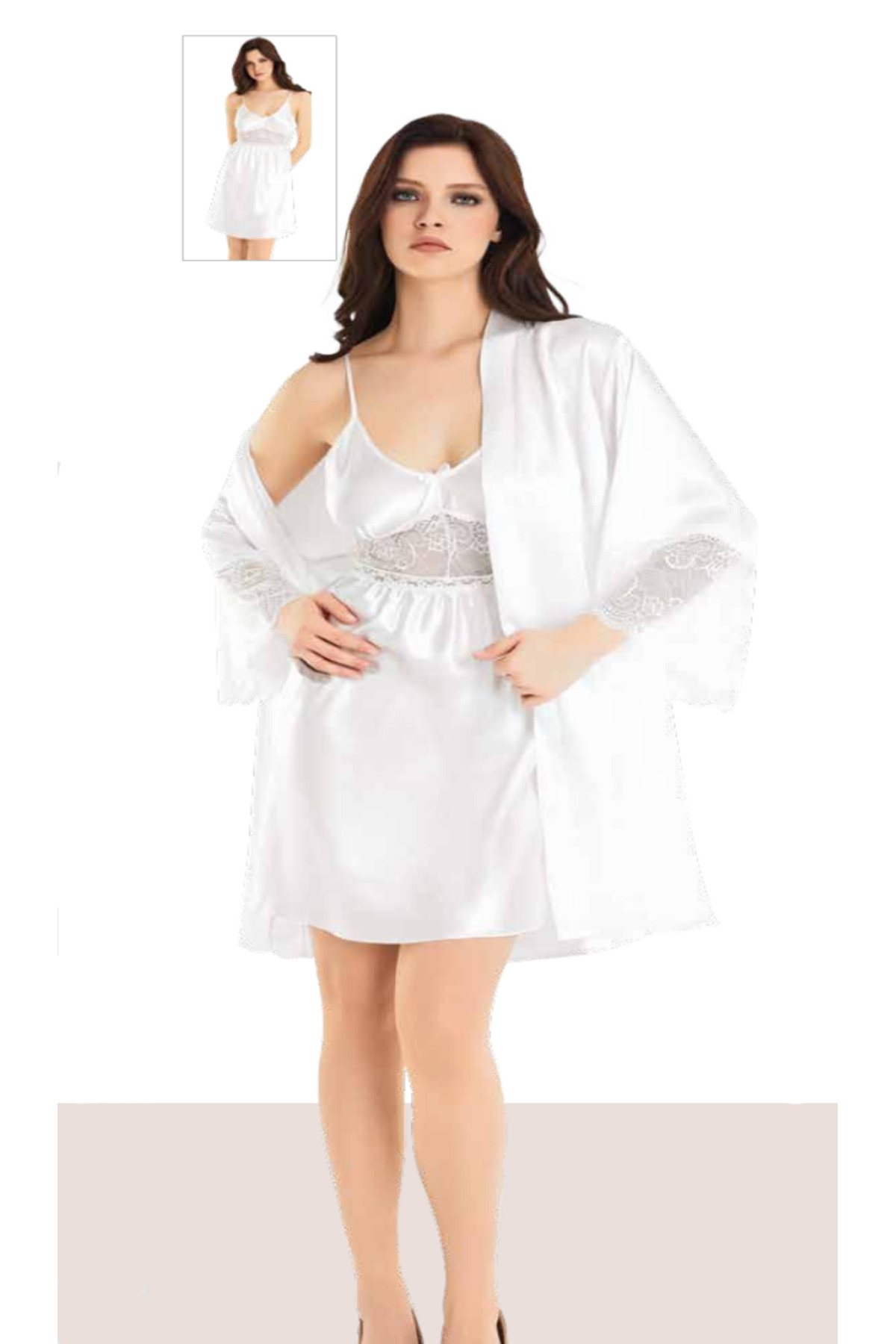 Genel Markalar İç Giyim MOONGİRL Saten Kısa İkili Gecelik Takım