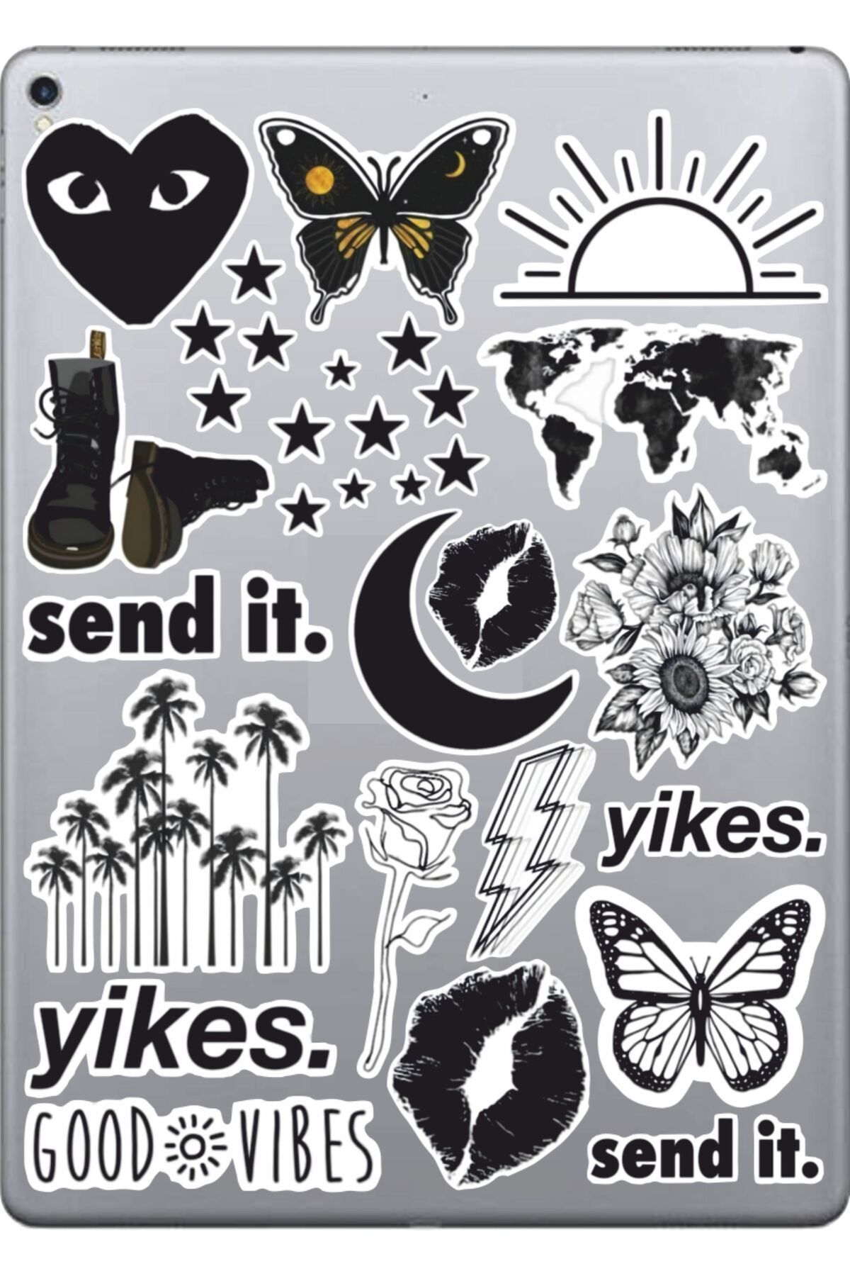 hediyenebak Siyah Black Sticker Seti | Laptop Ajanda Pc Tablet Telefon Defter Etiket Bullet Journal