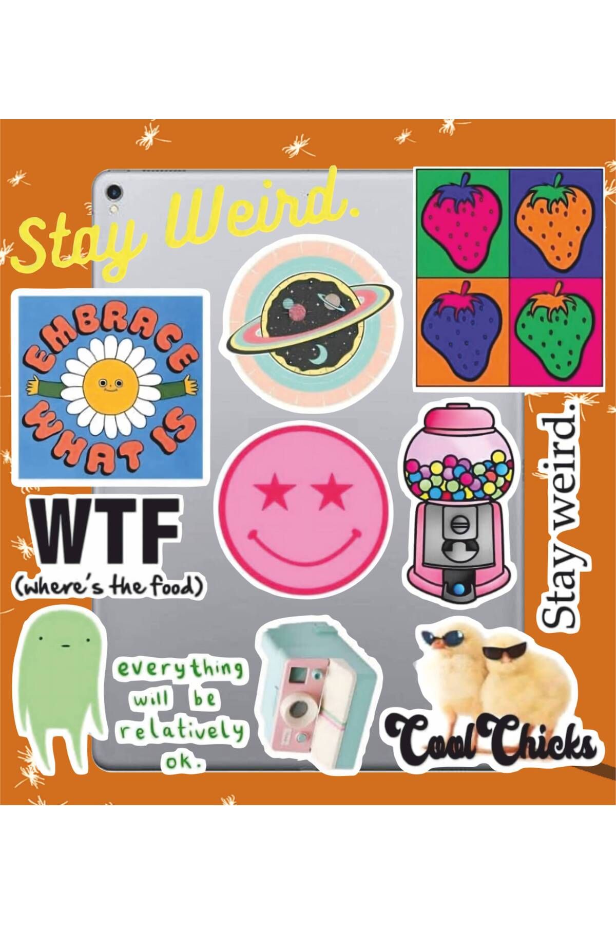 hediyenebak Stay Weird Sticker Seti | Laptop Ajanda Pc Tablet Telefon Defter Etiket Bullet Journal