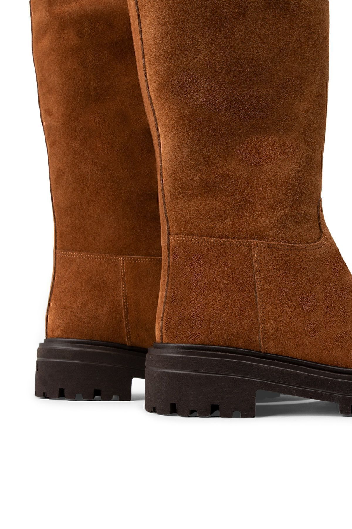 Deery-Cizme de damă din piele intoarsa autentica culoare bronzata 8