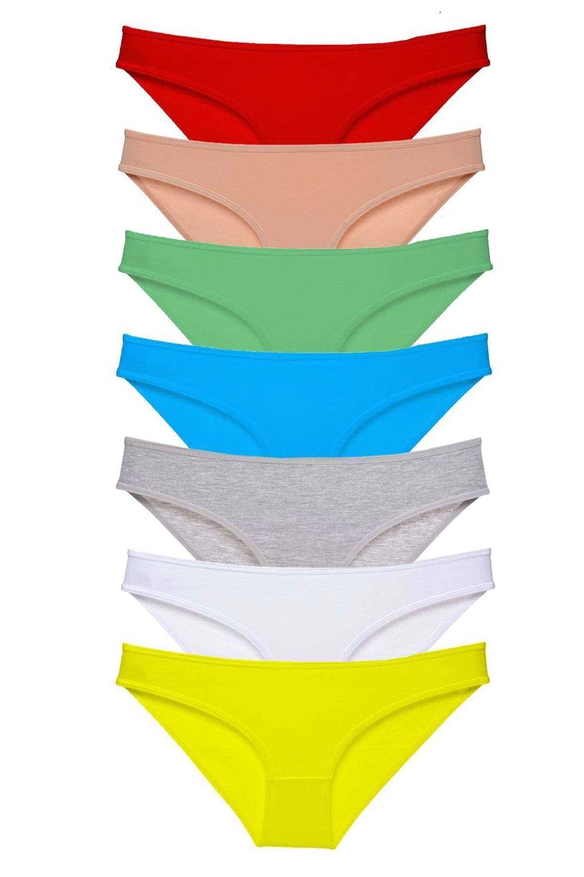GiyimCity 7 adet Süper Eko Set Likralı Kadın Slip Külot Çok Renkli