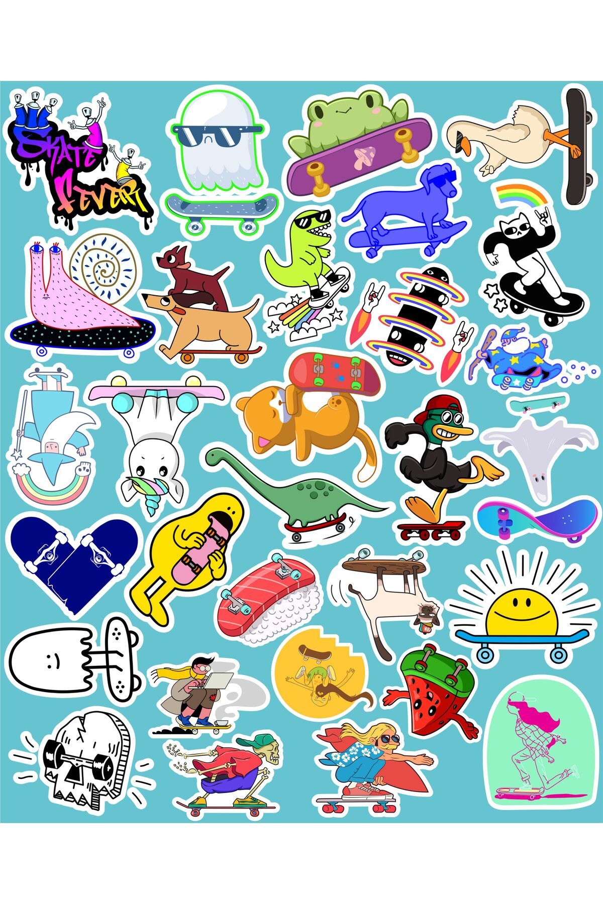 hediyenebak Skate Board Seri 1 Sticker Seti | Laptop Ajanda Pc Tablet Telefon Defter Etiket Bullet Journal