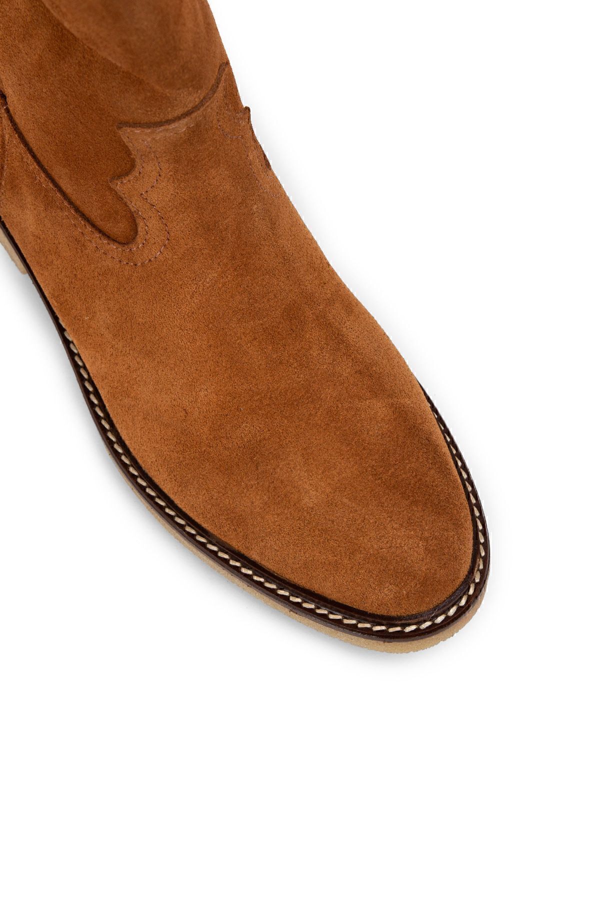 Deery-Cizme de damă din piele intoarsa autentica culoare bronzata 3