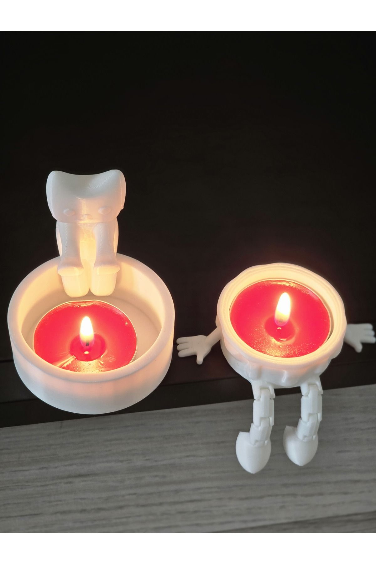 nextprintX Modern Tasarım Isınan Kedi Ve Dekoratif Set 2'li Mumluk (MUM HEDİYELİ)