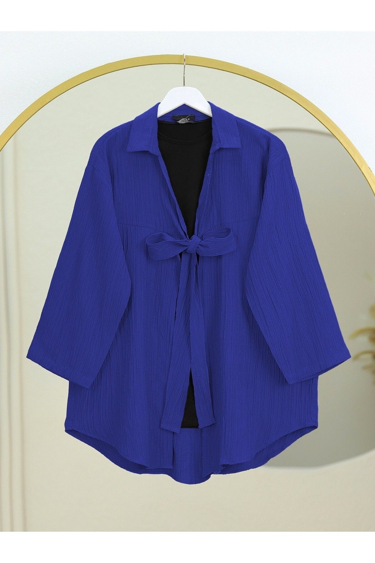 Modamorfo Önden Bağlamalı Krınkıl Kimono -Saks