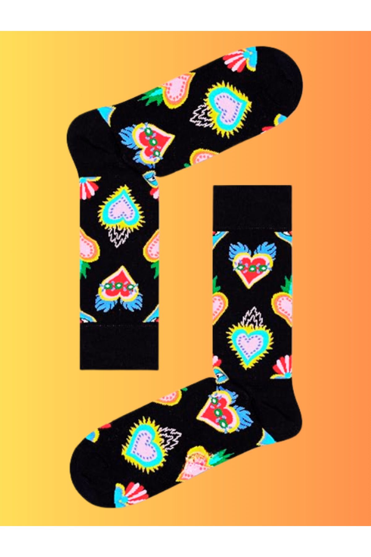 Shuttle Park Özel Seri Socks Renkli Eğlenceli Happy Kalp Desenli Rahat Tasarım Tarz Kokulu Dikişsiz Çorap