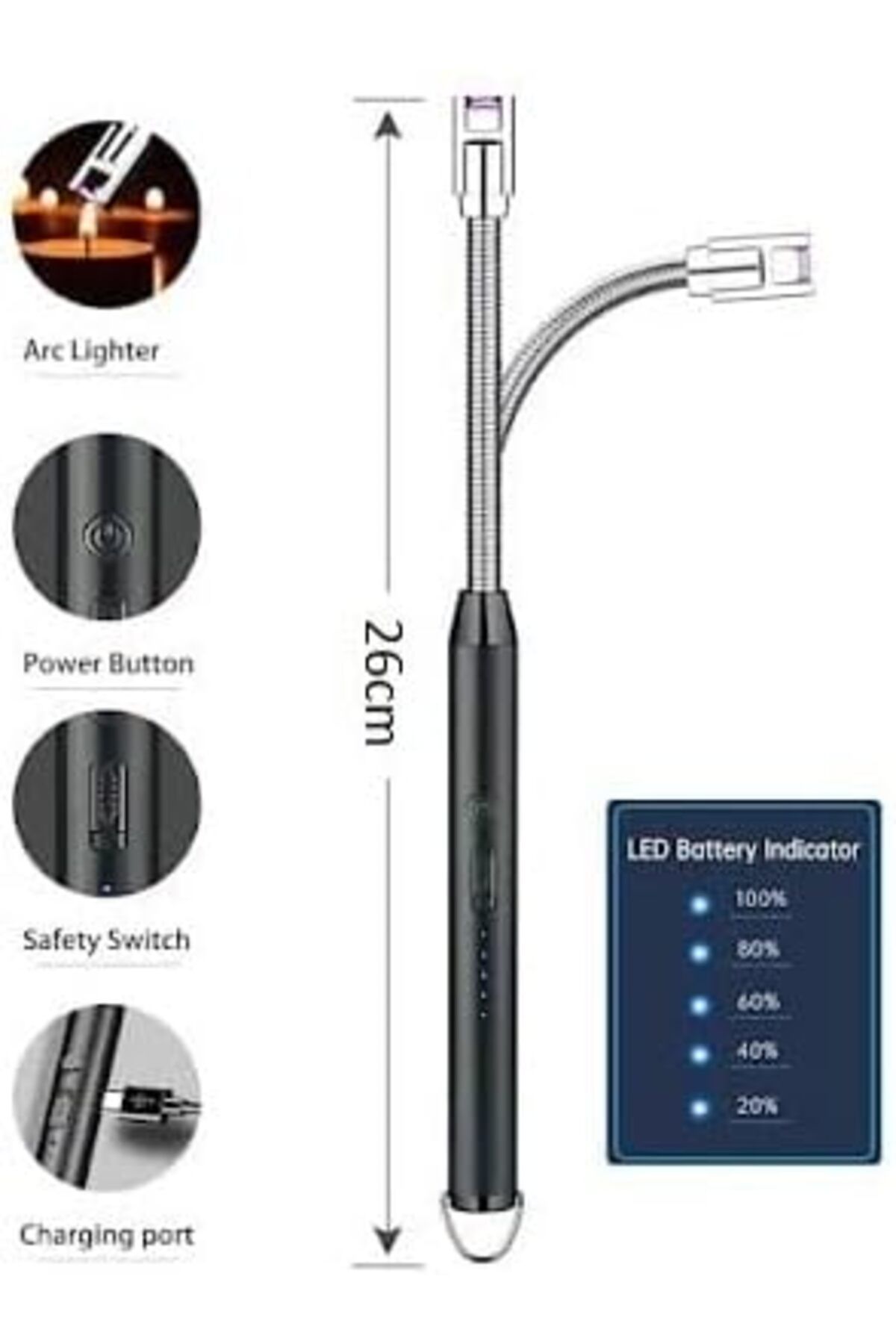 Other-Electric Arc Bbq Lighter Rechargeable Windproof Flameless Igniter 360° Rotating(COLOR MAY VARY) 6
