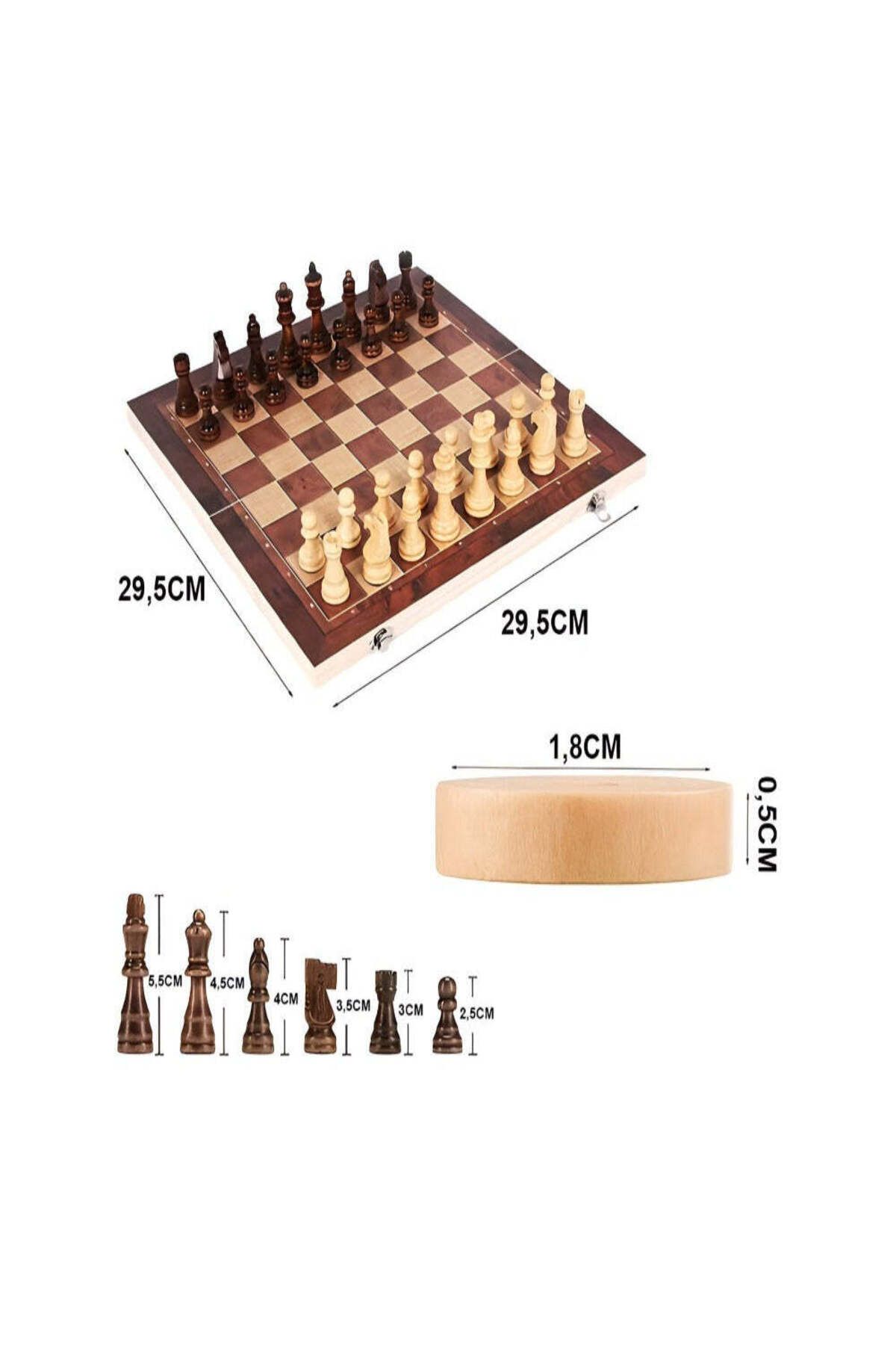 Velixo-Wooden Chess & Backgammon Set, Foldable, Includes Checkers, Trains Memory & Strategy,pieces Included 13