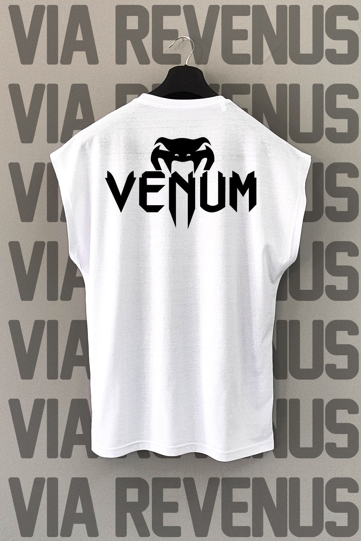 Vordevia UFC Ön ve Arka Baskılı Sıfır Kollu Bisiklet Yaka Spor Tshirt