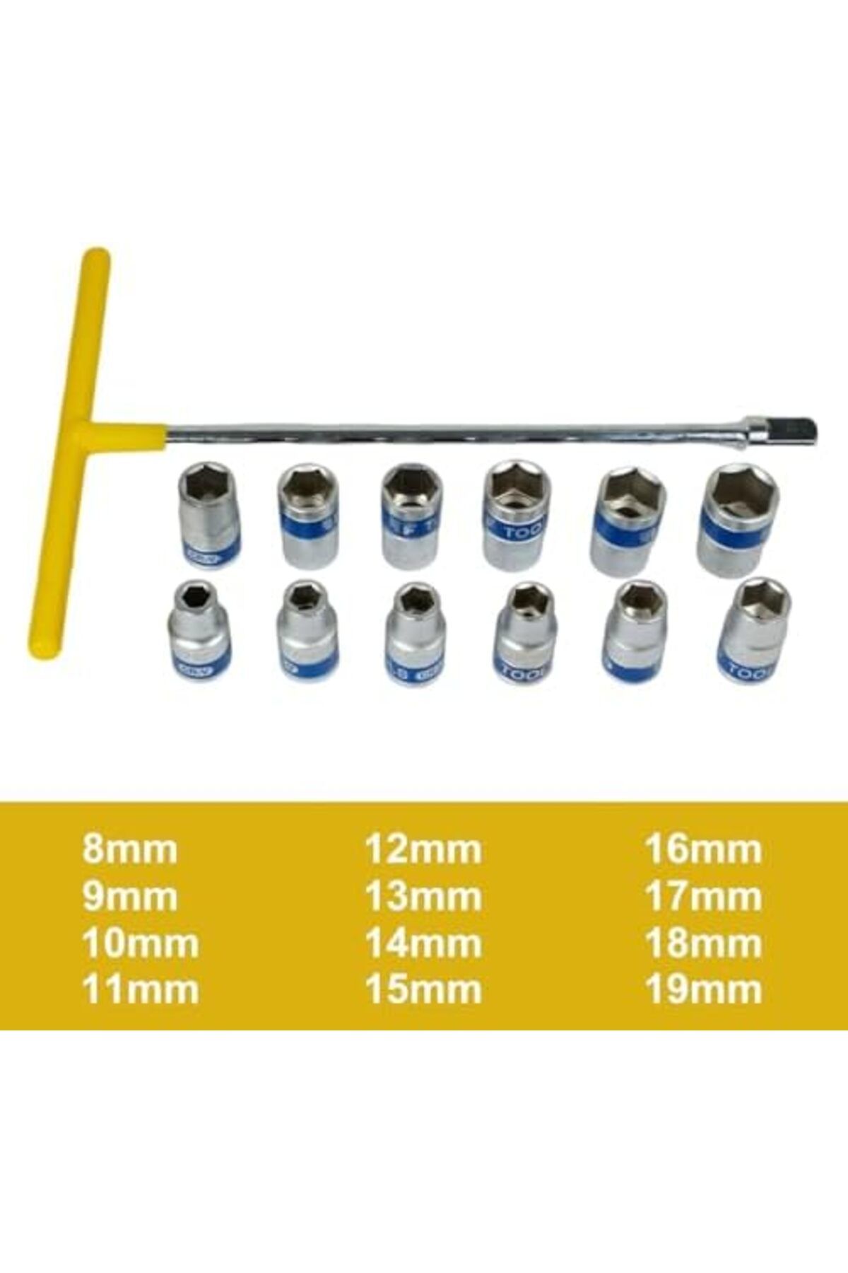 Generic-Tian Feng 13pcs Socket Wrench Set - 8-19mm Cr-v Sockets, T-handle, 1/2 Inch Drive 3