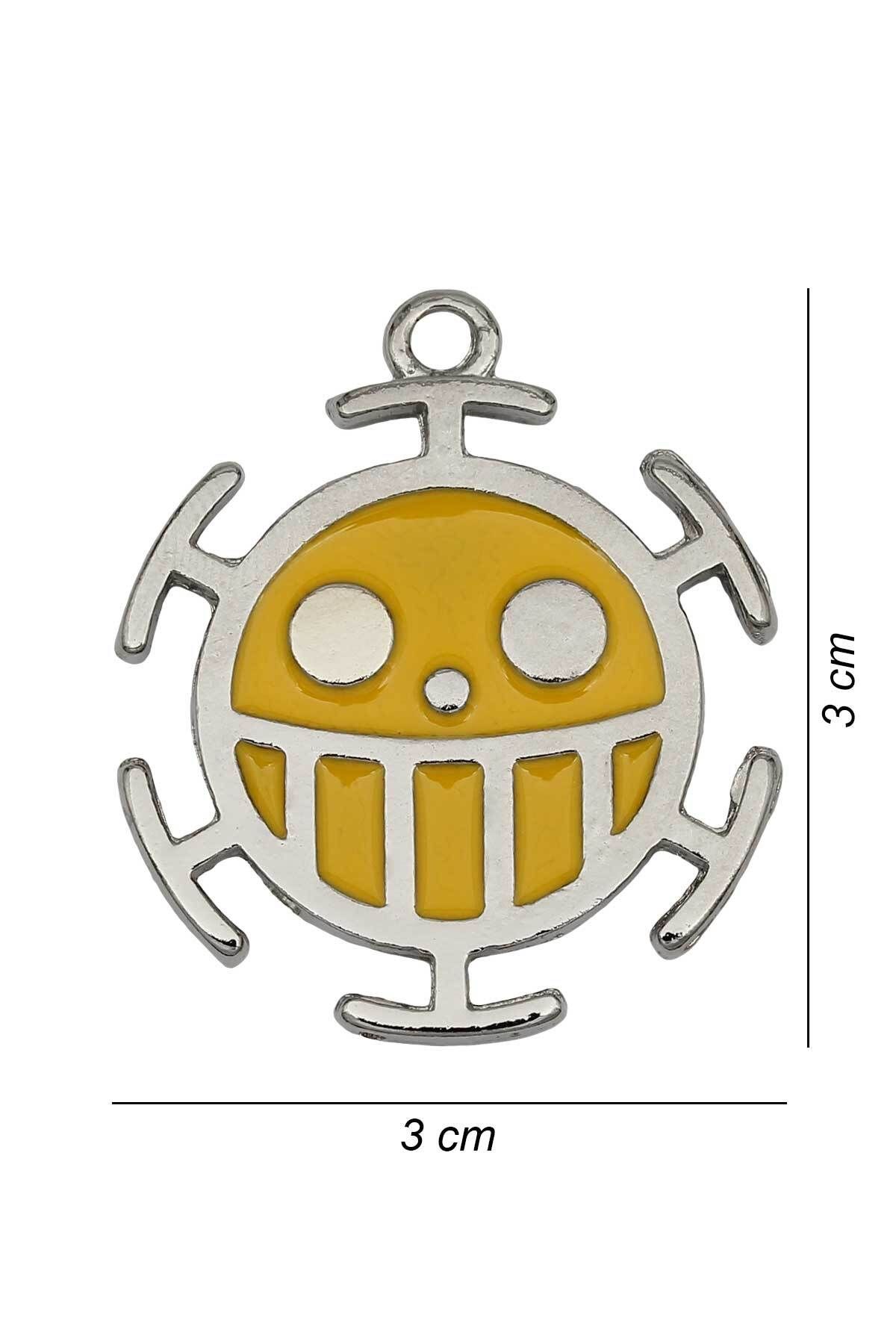 Rua Jewelry One Piece Trafalgar Law Anime Fan Luffy Bomba Kolye - Antik Sarı Kaplama Klasik Zincirli