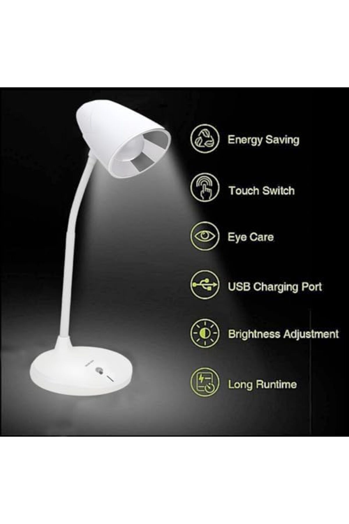 Generic-مصباح قراءة LED مع تحكم باللمس، 16 مصباح LED SMD، 3 أوضاع سطوع، إضاءة مكتب قابلة لإعادة الشحن عبر USB، F 3