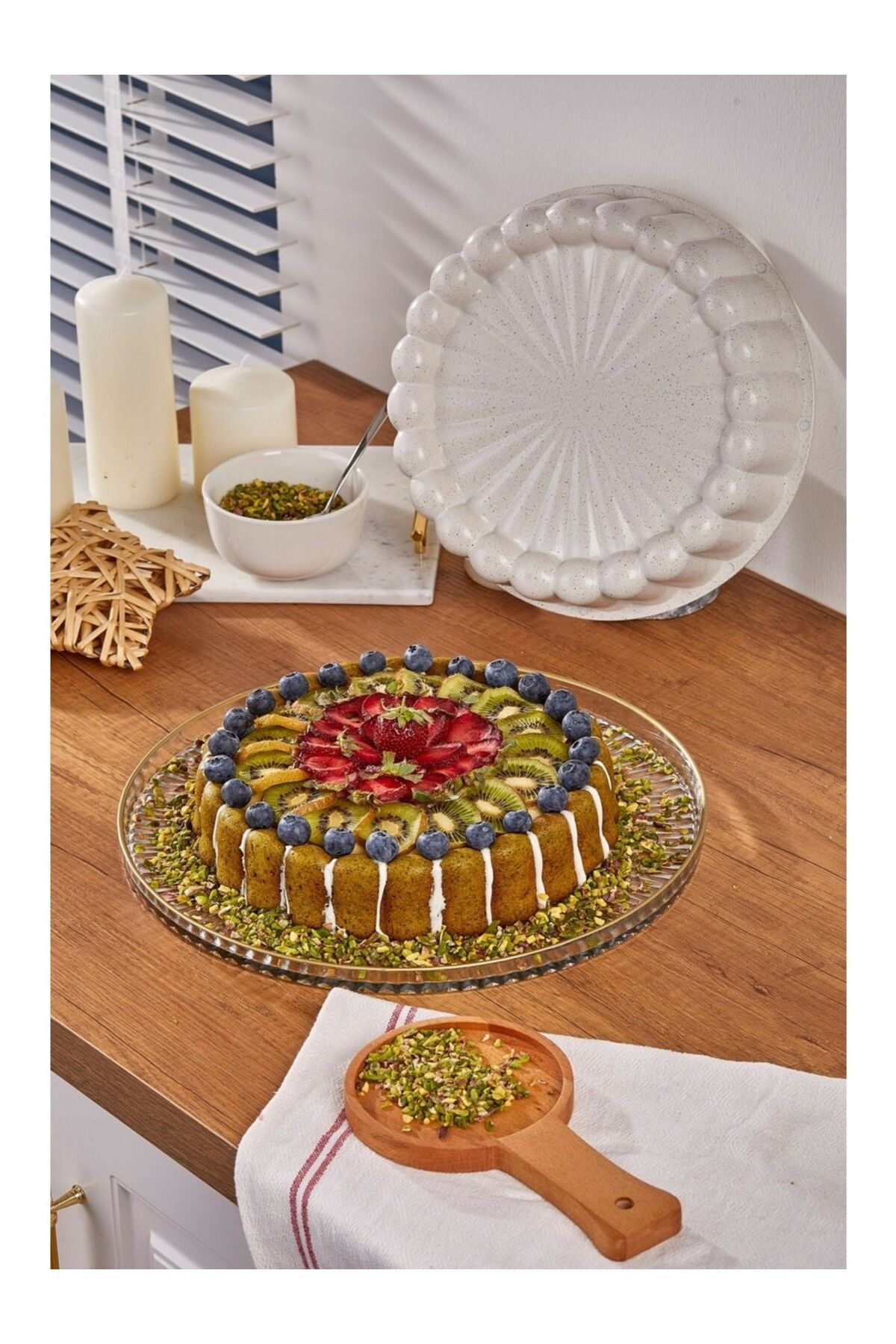FEYZADE TAÇ Granit Döküm Tart Kalıbı Krem 26 cm Beyaz Granit 26 cm 1 Parça